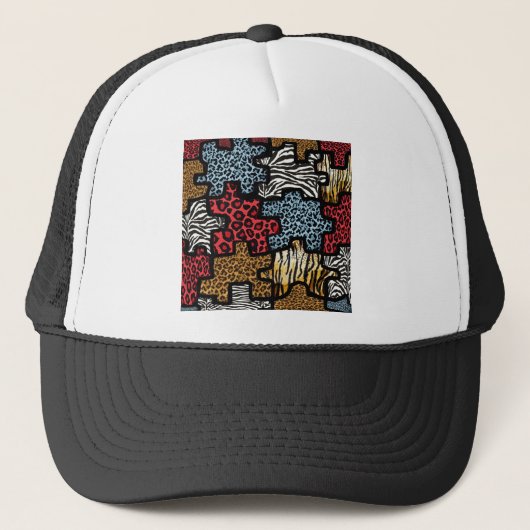 Casquette Puzzle Rockabilly Impression Animale RAB (Devant)