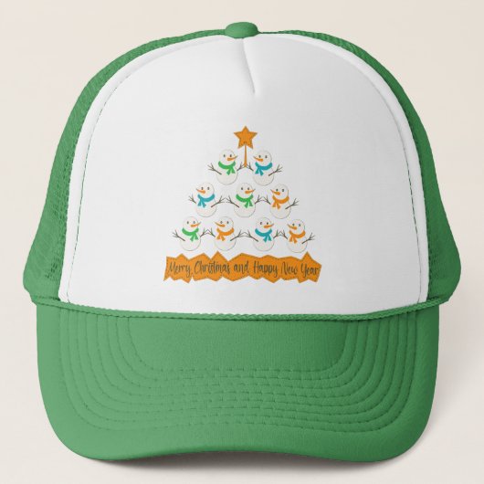 Casquette Pyramide des sapins de Noël faite de bonhommes de (Devant)
