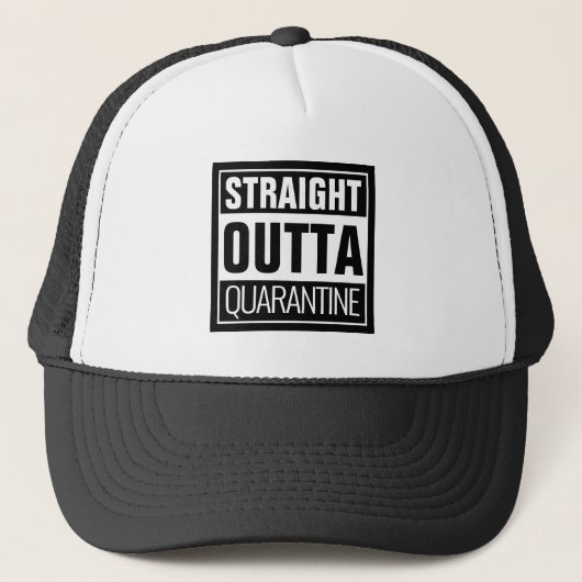 Casquette QUARANTINE DROITE EN noir et blanc (Devant)