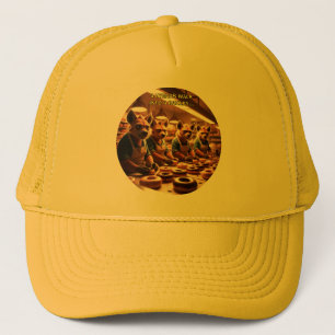 Casquette Quatre Hyenas Se Promènent Dans Une Boulangerie...