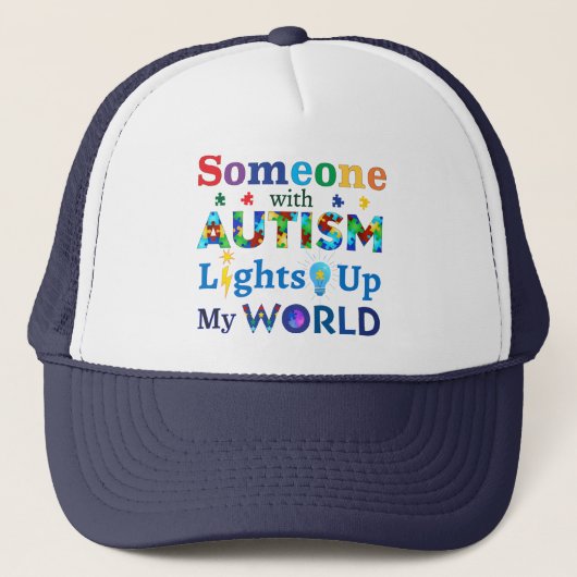 Casquette Quelqu'un avec AUTISM éclaire mon monde (Devant)