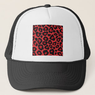 Casquette RAB Rockabilly Imprimé Léopard Rouge Noir