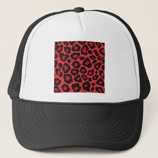 Casquette RAB Rockabilly Imprimé Léopard Rouge Noir (Devant)