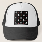 Casquette RAB Rockabilly Skuls et Cerises sur Noir (Devant)