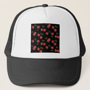 Casquette RAB Rockabilly Très Cerises Cerises Sur Fond Noir