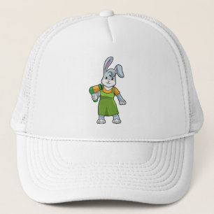 Casquette Rabbit comme coiffeur avec sèche-cheveux