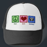 Casquette Radiologie de l'amour de la paix<br><div class="desc">Un signe de paix,  un coeur et une radiographie. Un joli cadeau pour un radiologue.</div>