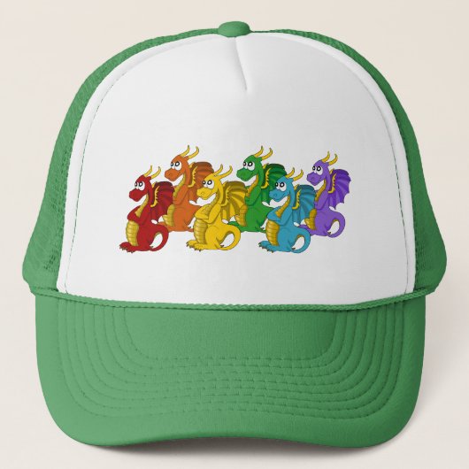 Casquette Rainbow colorful dragons cartoon (Devant)