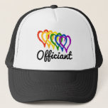 Casquette Rainbow Wedding Layered Hearts Officiant<br><div class="desc">Here's a fun way for the officiant to celebrate wedding festivities. It's a great idea for photo opportunities with members of the wedding party. This rainbow layered hearts design is suitable for white and light-colored backgrounds.</div>
