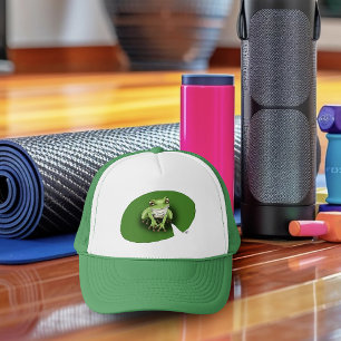 Casquette Rainette verte américaine sur nénuphar