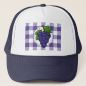 Casquette Raisins sur Plaid violet blanc (Devant)