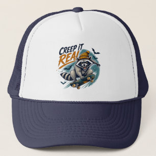 Casquette Raton laveur de skateboard "Creep It Real" drôle
