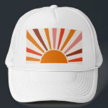 Casquette Rayons Soleil Rétro Coucher Soleil Orange Jaune Ro<br><div class="desc">Le design rétro du soleil éclate dans les tons chauds rose,  marron,  orange. Rayons de soleil orange modernes rétro,  soleil matinal géométrique art abstrait.</div>