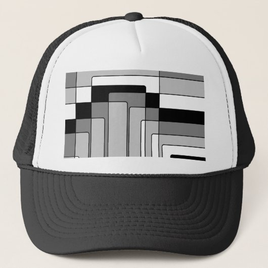 Casquette Rectangles Abstraites en noir et blanc (Devant)