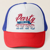 Casquette Red Blue Party Like It's 1776 4 juillet (Devant)