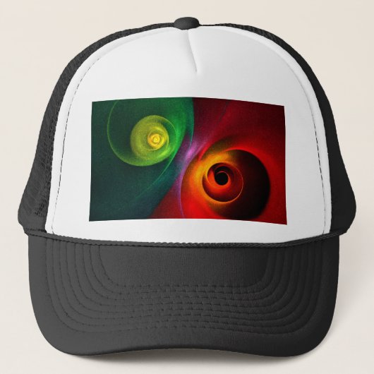 Casquette Red Green Yin Yang Moderne Motif d'art Abstrait #2 (Devant)