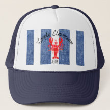 Red Lobster sur Rayures de Denim Bleu et Blanc