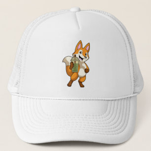 Casquette Renard à boire avec du thé à bulle