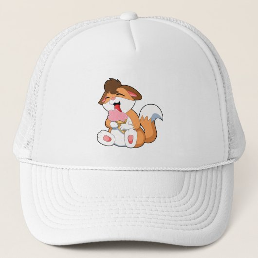 Casquette Renard avec crème glacée fraise (Devant)