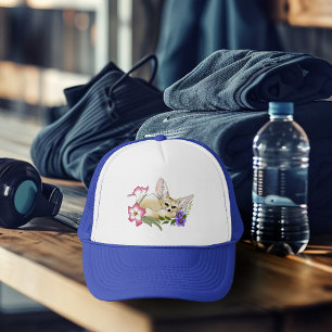 Casquette Renard Fennec Fleurs Rose Violet Mignon Bleu Botan