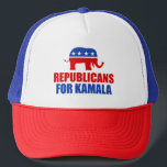 Casquette Républicains pour Kamala Harris Elephant<br><div class="desc">Républicains pour Kamala Harris casquette avec l'éléphant républicain rouge et bleu. Les conservateurs ont voté pour Kamala à l'élection présidentielle de 2024.</div>
