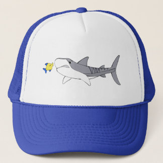 Casquette Requin-tigre grincheux et poisson jaune mignon