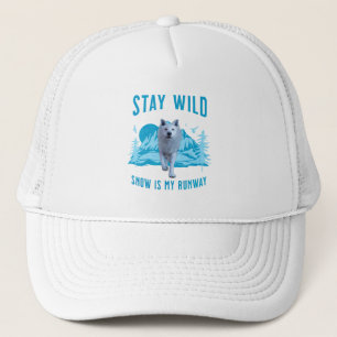 Casquette Reste Sauvage Loup Blanc Piste de Neige