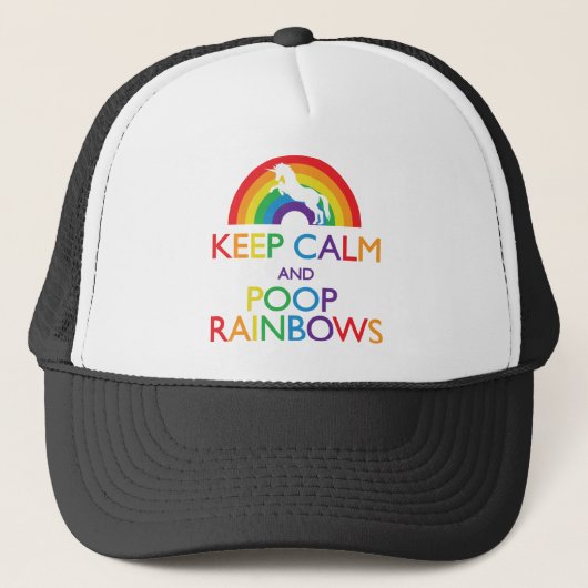 Casquette Restez calme et Poop Rainbows Unicorn (Devant)