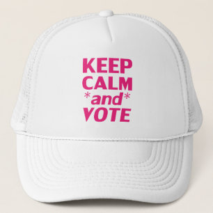 Casquette Restez calme et votez la typographie moderne rose