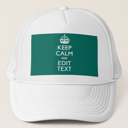 Casquette Restez calme et votre texte sur Accent Turquoise (Devant)