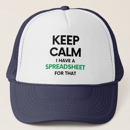 Casquette Restez calme J'ai une feuille de calcul pour ça - (Devant)