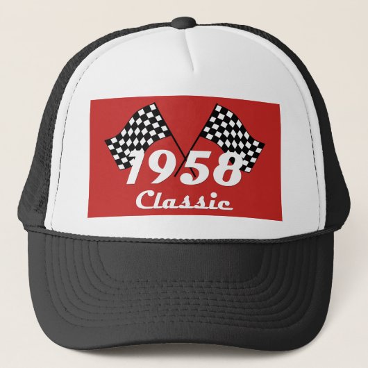 Casquette Retro 1958 Classic Black White Checked Race Drapea (Devant)