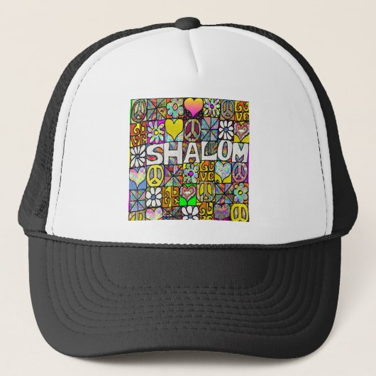 Casquette Retro 60s Psychedelic Shalom LOVE (Devant)