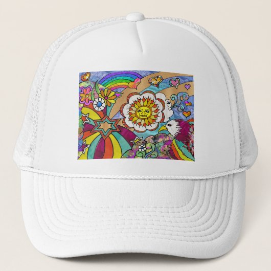 Casquette Retro 60s Psychedelic Sunshine Aigle Cadeaux (Devant)
