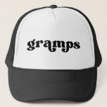 Casquette Retro Black and White Grandpa American Gramps<br><div class="desc">"gramps" in retro style font,  color is editable; add your own name if desired and choose hate style. Contactez-moi pour vos nouvelles.</div>