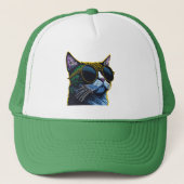 Casquette Retro Chat : Lunettes Jaunes Charme (Devant)