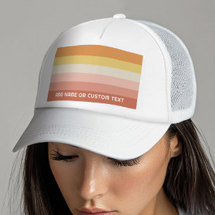 Casquette Retro Coral Sunset Stripes Minimal Sans Serif Nom