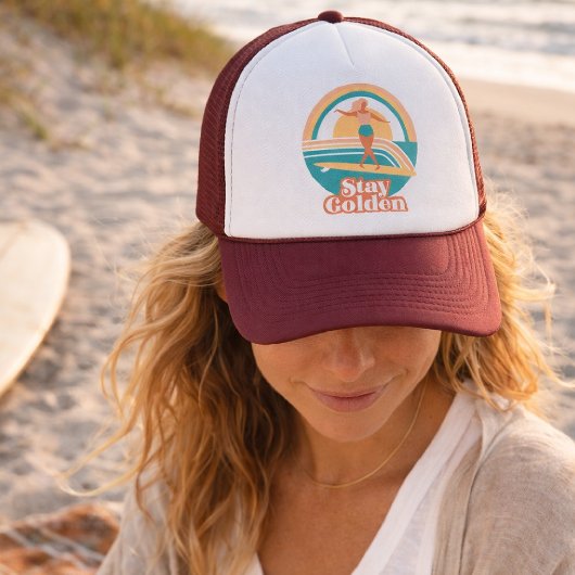 Casquette Rétro Fille Surfeuse Reste Dorée Côtière