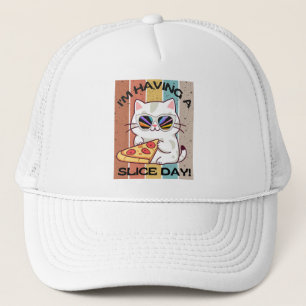 Casquette Retro Kawaii mignon chat manger pizza