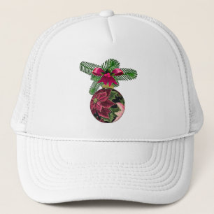 Casquette Retro les années 50 Poinsettia Ornement Bourgogne