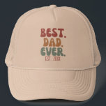 Casquette Retro Meilleur Papa Jamais Établi Date Nouveau Cad<br><div class="desc">Meilleur papa chemise avec date fixe personnalisable en police et couleurs rétro.</div>