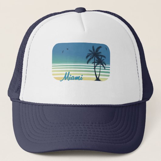 Casquette Retro Miami Beach Palm Tree fête Sunset Souvenir (Devant)