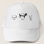Casquette Retro Oink Moo Cluck Pig Cow Chicken (Devant)