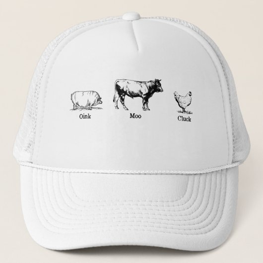Casquette Retro Oink Moo Cluck Pig Cow Chicken (Devant)