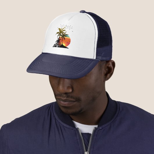 Casquette Retro Palm Trees Mountain Sunset (En situation)