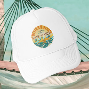 Casquette Retro sarcelle soleil levant Vacances d'été en fam