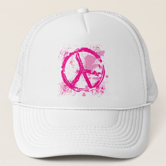 CASQUETTE RÉTRO SIGNE DE PAIX ROSE (Devant)