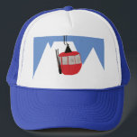 Casquette Retro Ski Ascenseur Ski Montagne des neiges Illust<br><div class="desc">Un cadeau sur le thème du ski moderne pour lui et elle. Motif d'illustration de télécabine retro pour skieur. Ski décoration et cadeaux de maison à thème.</div>