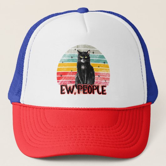 Casquette Retro Vintage Chat Noir Ew (Devant)