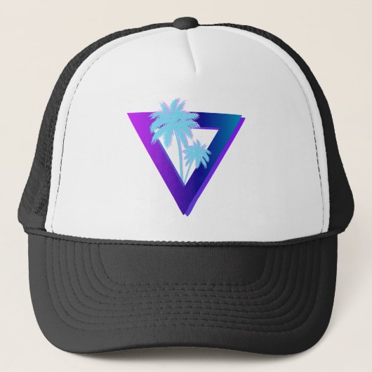 CASQUETTE RETROWAVE SYNTHWAVE PALMIERS TRIANGLE CHAPEAU (Devant)